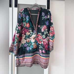 Johnny Was SILK Floral Multicolor Tunic Top